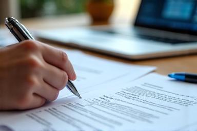 労務関連の書類を確認するコンサルタント